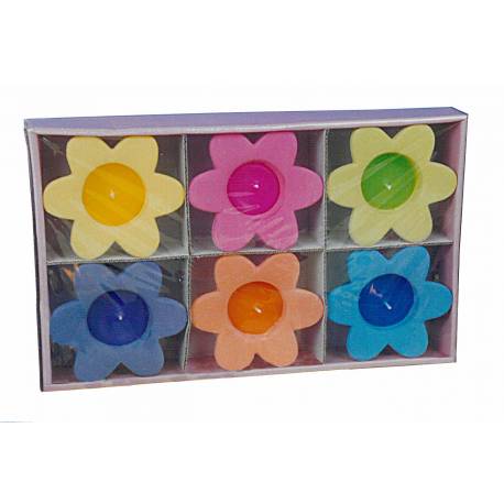 Set de 6 velas flores