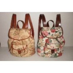 Mochila Mediana en Tela y Piel
