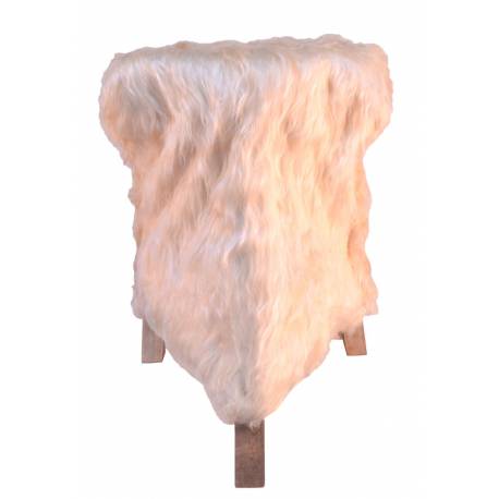 Taburete madera y lana pelo lana