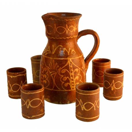 Juego jarra y vasos cerámica