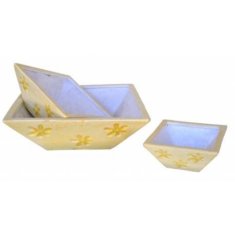 Set de 3 centros amarillos de cerámica