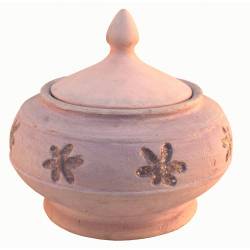 Bombonera malva de cerámica