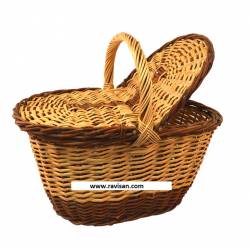 Cesta mimbre rústico y blanco con tapas