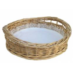 Panera de mimbre blanco con tapete