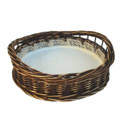 Panera de mimbre teñido con tapete