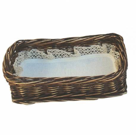 Bandeja de mimbre teñido con tapete