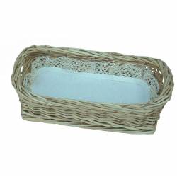 Bandeja de mimbre blanco con tapete