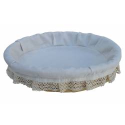 Panera de mimbre blanco con forro